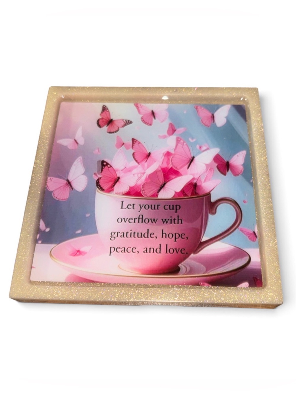 NORE’S NOVELTIES Single Handcrafted Square Coasters “MARIPOSA”
